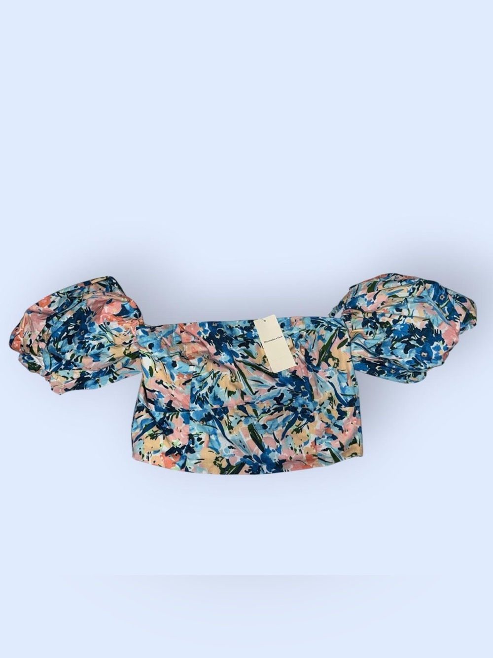 Abercrombie & Fitch Multicolor Floral Off-Shoulder Puff Sleeve Crop Top